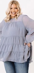 Brink Of Midnight Shift Top In Airy Blue Curves